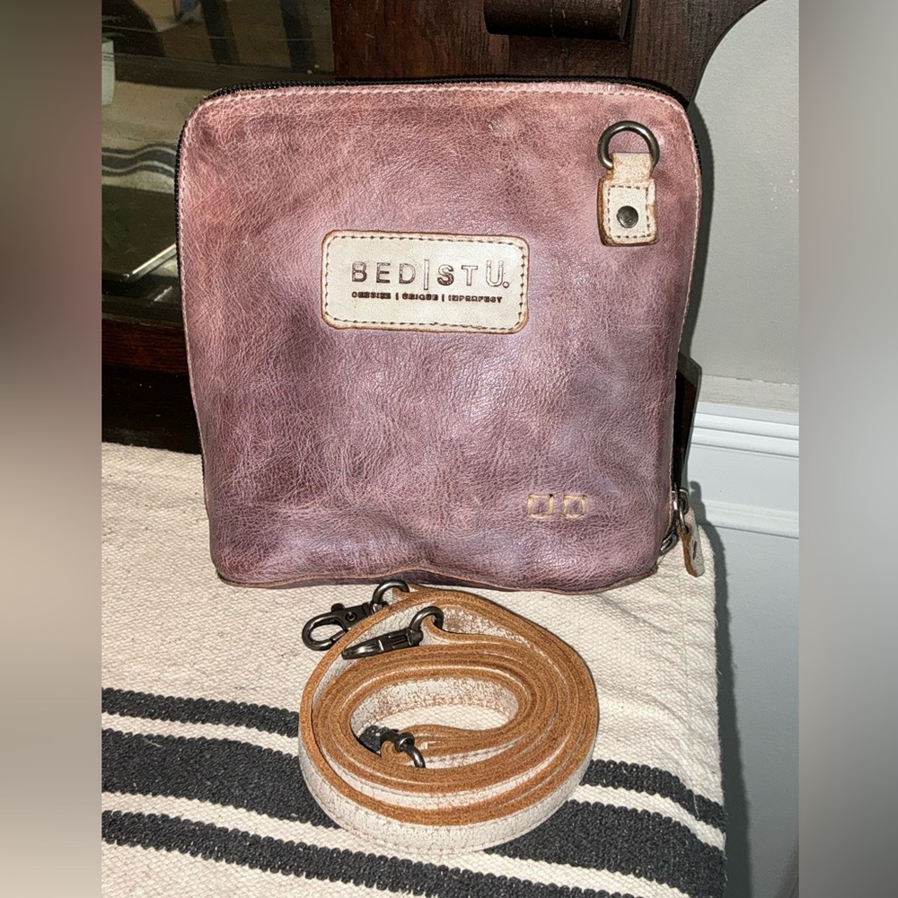 Bed Stu Leather Ventura Crossbody Bag Purple Lavender Nectar Lux Retail $155 - Picture 1 of 15
